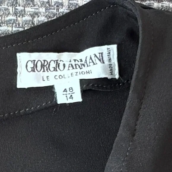 Giorgio Armani — Le Collezioni Vintage Black Long Sleeve Scoop Neck Dress Sz 14